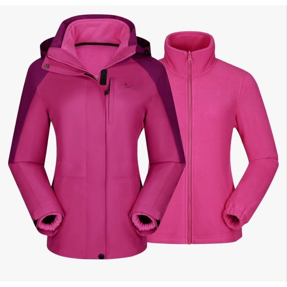 CAMEL CROWN Women Ski Jacket Waterproof 3 in 1 Winter Coat Warm Fleece - Large